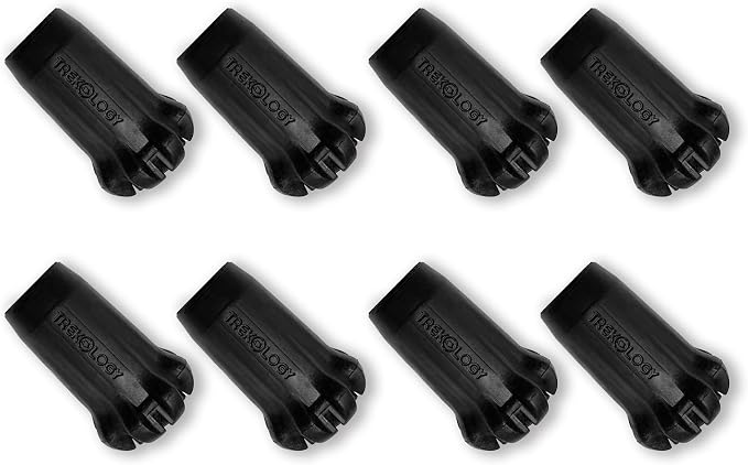 TREKOLOGY Trek-Z Collapsible Hiking & Trekking Poles -100cm-120cm (Black) Adjustable Length - Bundle with 8 pcs of Rubber Pole Tip - Perfect Set for Hikers, Backpacker - Walking Stick for Camping