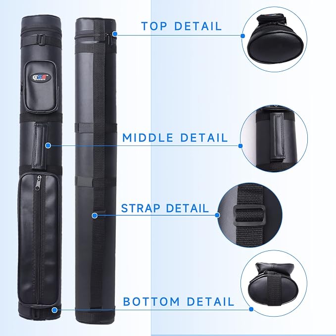 GSE Games & Sports Expert 2x2 Deluxe Hard Billiard Pool Cue Stick Carrying Case, Billiard Cue Case, Billiards Accessories (Several Colors Available)