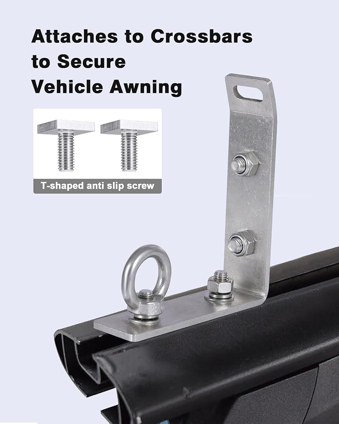 Load Stops Replacement T-Slot Truck Cross Bar, 304 Stainless Steel Roof Rack Brackets, Easy Install No Drilling, for Ladders, Kayaks, Skis, Pickup Truck & SUV Owners – 4 Pack
