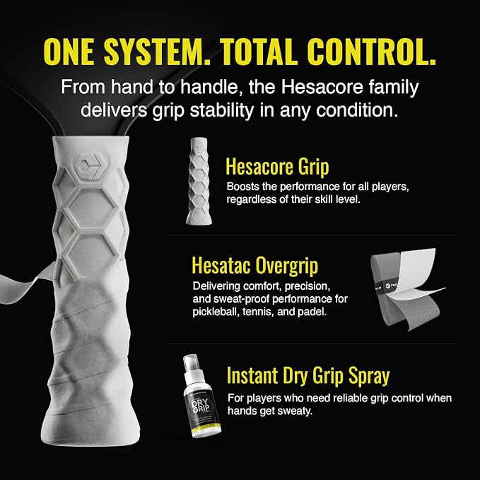Hesacore Instant Dry Grip Spray | Fast-Drying, Non-Sticky Formula | Creates a Dry Hand Feel for Pickleball & Racquet Sports