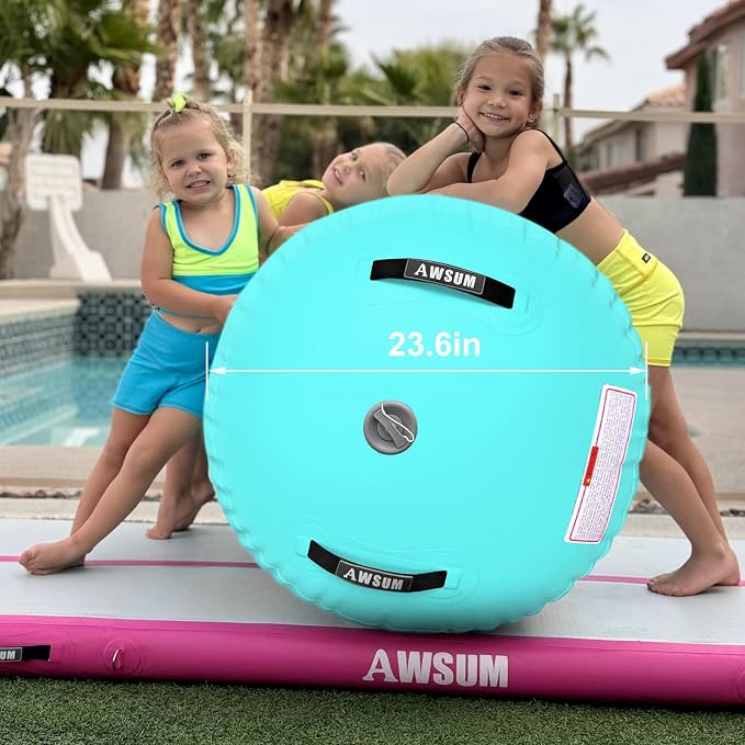 AWSUM Gymnastics Barrel Tumbling Equipment Air Roller Training Inflatable Back Handspring Trainer for Octagon Tumble Mat Gym Cheerleading Home Use 1 PCS，No Electric Pump