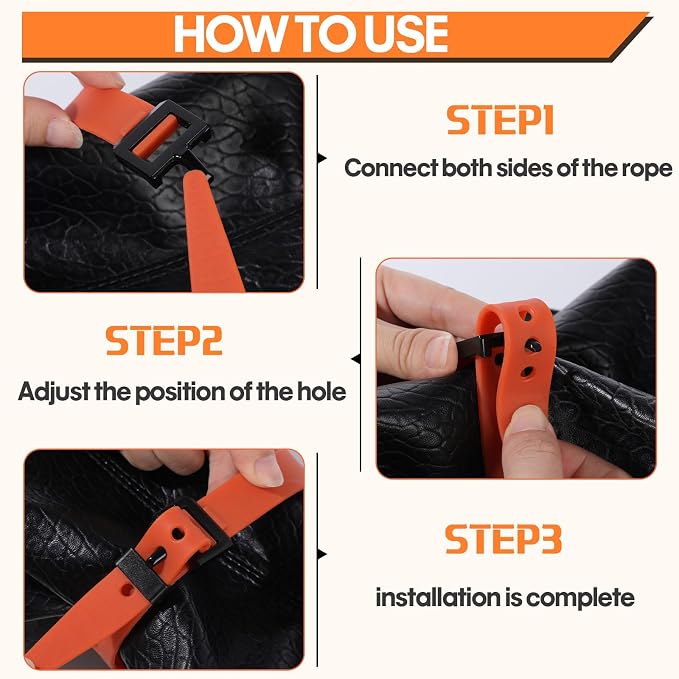 Blulu 8 Pack Reusable Industrial Straps 16" Length Reliable Tension Straps for Securing Bike Motor Gear -60 Lb. Working Load, Elastic Cable Ties for Welders Skis, Garden Hoses (Orange)