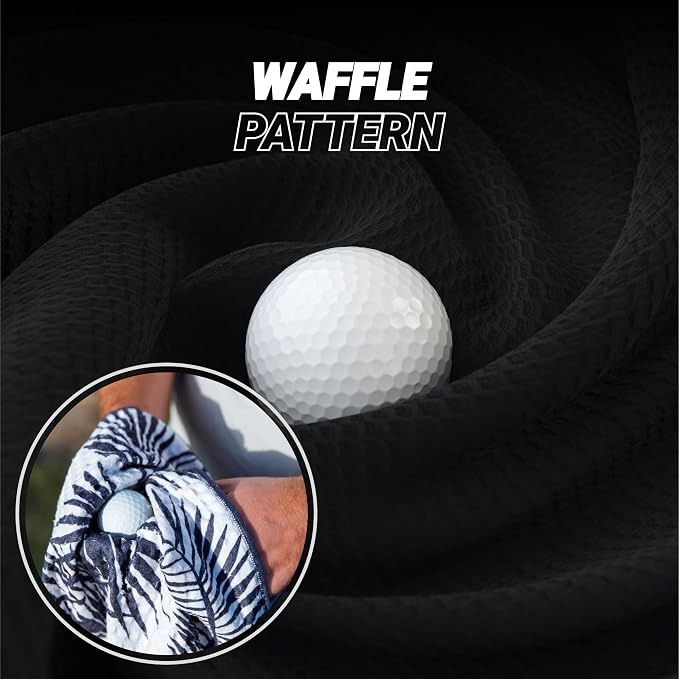 Blue Tees Golf Premium Magnetic Towel - Super Strong Magnet - Microfiber Waffle Design - Silicone Brush - Groove Cleaner - Bag Buckle
