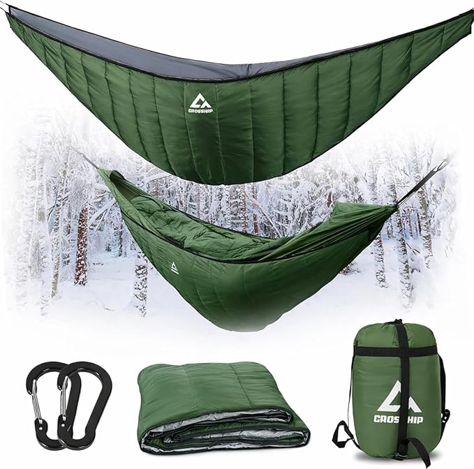 Hammock Underquilt for Camping Hammock, Full Length Camping Quilt for Lightweight Soft Warm 3-4 Seasons 41-68°F, Great for Hiking Backpacking Traveling(Hold Up to 500lbs) - Forest Green