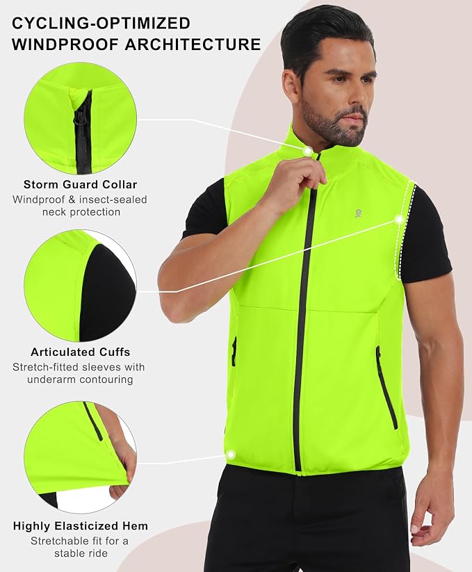 Little Donkey Andy Men's Water-resistant Outerwear Vests, Stretch Windproof Vest for Cycling, Running, Golf