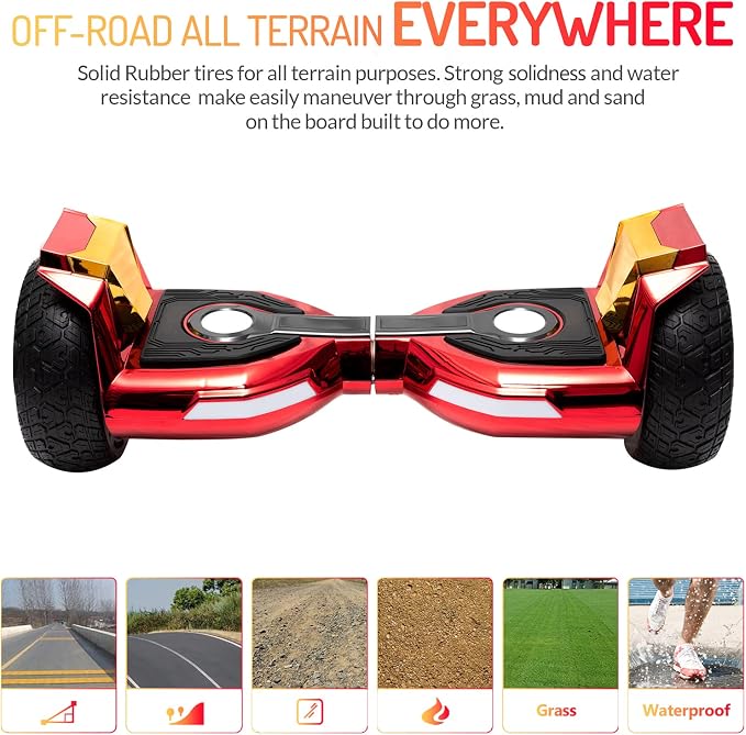 8.5” All Terrain Hover Board, Off Road Self Balancing Scooter with Bluetooth and LED Lights, UL2272 Safety Certified