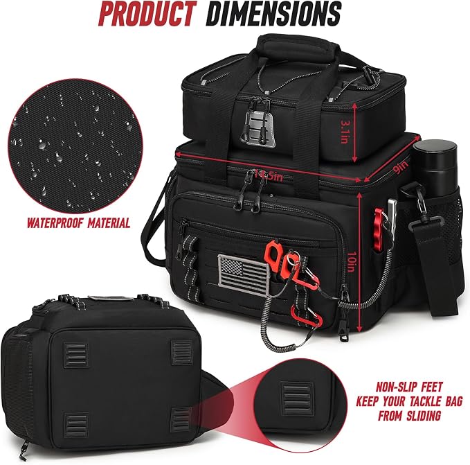 Fishing Tackle Bag, Detachable Fishing Reels Storage Pouch, Fishing Gear Organizer, Adjustable Shoulder Strap Fishing Bags for Saltwater & Freshwater