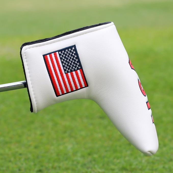 Golf Club Head Covers,4pcs or 1pc USA Golf Head Covers for Woods and Driver Fairway Hybrid - PU Leather Mallet Blade Putter for Men Women Golf Enthusiast