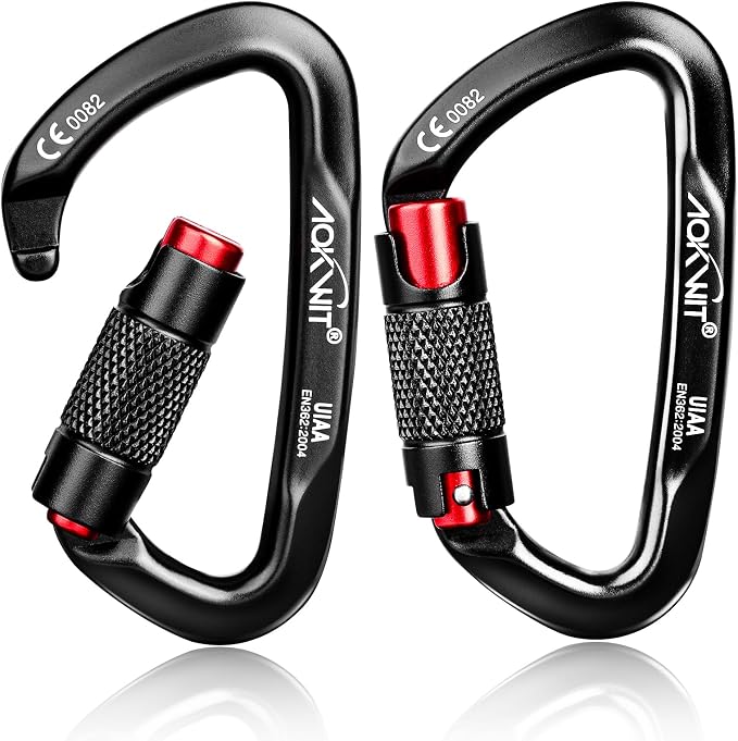 30KN Auto Locking Carabiner Clip Twist Lock UIAA Certified Large Climbing Carabiner Heavy Duty Carabiner for Rock Tree Climbing Rappelling Mountaineering Caving Rescue Arborist Aerial Yoga