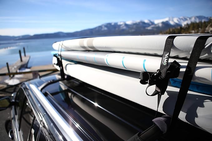 VAMO Duraskin 30" Rack Pads and 15' Deluxe Tie Downs for Surf Board, Kayak, Canoe and SUP Paddleboards