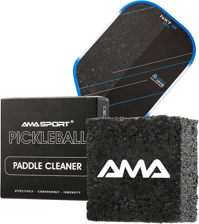 AMA SPORT Pickleball Paddle Eraser Carbon Fiber Pickle Ball Racket Cleaner Pickleball Accessories for Removing Ball Residue & Dirt, Restores Grip & Spin (Black)