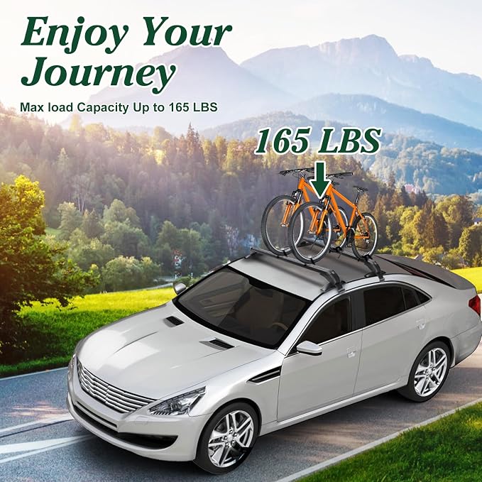 43" Universal Car Roof Rack, Adjustable Aluminum Roof Rack Cross Bars with Anti-Theft Lock for Most Vehicle Without Roof Side Rail, 42.51-44.88inch Between Rain Grooves,165LBS Loading Capacity