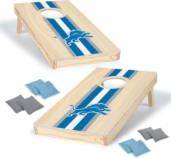 NFL Football Portable Size 1' x 2' Solid Wood Cornhole Set with Direct Print HD Team Graphics – Travel Size
