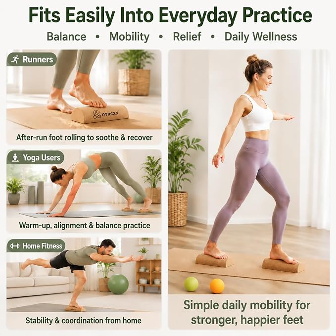 Foot & Ankle Strengthener Kit Cork 4-in-1 Balance Board with Accessories | Foot strength trainer kit, improves balance, ankle stability training, mobility exercise tool, toe resistance bands included