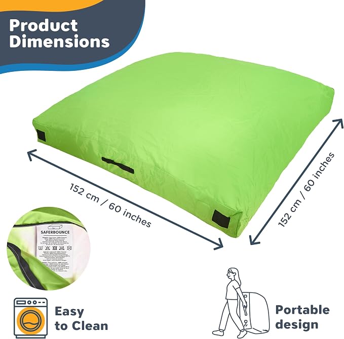 SaferBounce Crash Pad for Kids Sensory | Big 5Ft x 5Ft, 3Ft x 4Ft Or 3Ft x 3Ft | Autism Sensory Crash Mat for Jumping Play | Crashpad | Soft Foam Landing Pad | Giant Mat Pillow | Climbing, Gymnastics