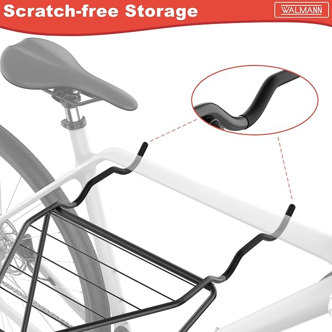 WALMANN Wall Mounted Horizontal Bike Rack, Foldable Space Saving Bicycle Storage for 4 Bikes, Indoor Bike Storage for Garage