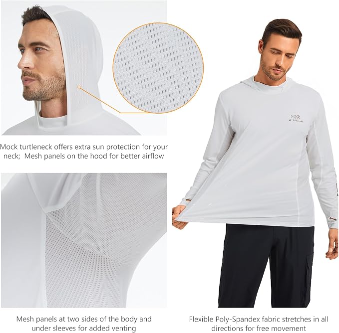 BASSDASH Men’s UPF 50+ Graphic Fishing Hoodie Shirts UV Sun Protection Long Sleeve Moisture Wicking Performance FS48M