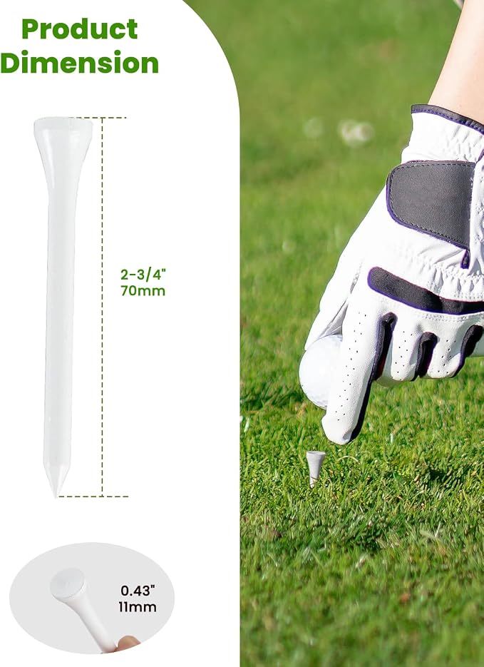 Bamboo Golf Tees 1000 PCS, 2-3/4 inch(70mm) & 3-1/4 inch (83mm) Length, Stronger Than Wood Tees