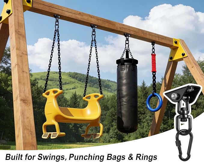 Yose Porch Swing Hanging Kit Heavy Duty 2000lbs Stainless Steel, Easy to Install Swing Hardware with Ceiling Hooks and Hammock Hooks, Complete Swing Set Accessories for Indoor Outdoor Patio Garage