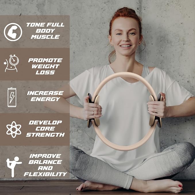 Syhood Pilates Ring 11. 81 Inch Pilates Circle Yoga Ring Magic Lightweight Flexible Workout Equipment for Fitness Physical Therapy Resistance Exercise Arms Legs