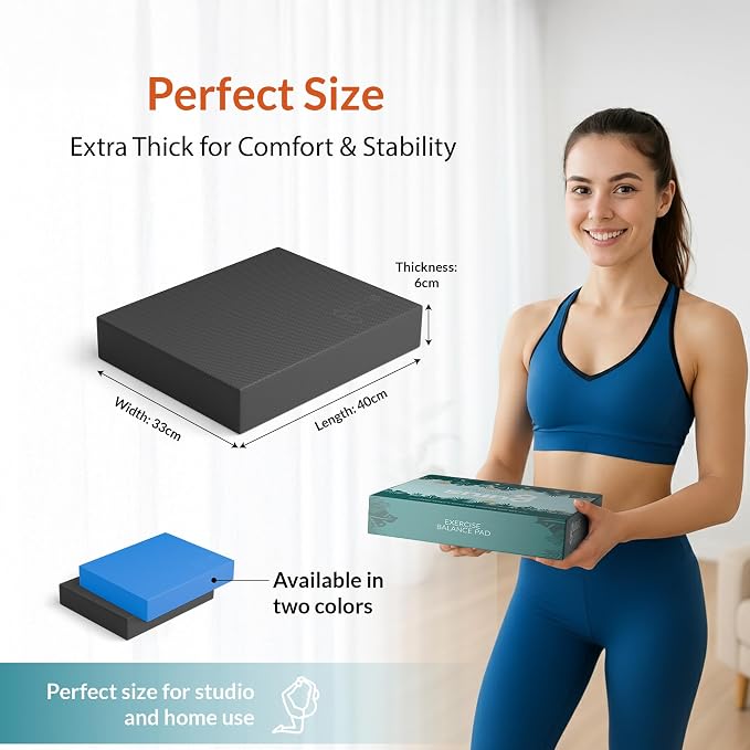 Gurus Balance Pad – High-Density Foam Balance Pad Physical Therapy for Stability & Strength, Exercise Foam Pad for Balancing, Non-Slip Lightweight Trainer for Home Gym & Rehab (Black)