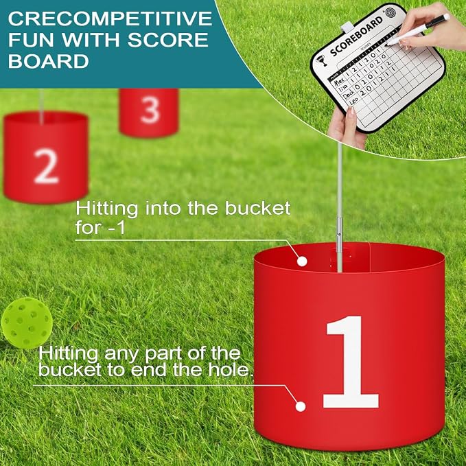 Golf Yard Bucket Games 3 Holes Golf Practice Game with Flag, Golf Chipping Game for Kids and Adults Outdoor, Indoor, Park, Beach, Backyard, Lawn