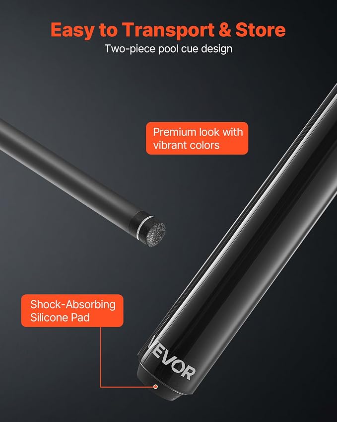 VEVOR Pool Cue, Pool Stick, 58 inch Billiard Pools Cue Stick with Multi-Layer Tip & ABS Connection Ring, Cues Sticks for Professional Pool Table, Bar, Home, Office