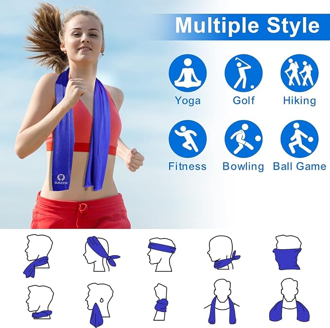 Sukeen Cooling Towel 20 Pack (40"x12") Ice Towel,Bulk Breathable Chilly Twoles,Microfiber Towel for Neck Face for Yoga,Sport,Running,Gym,Workout,Camping,Fitness,Travel & More Activities, Royal Blue