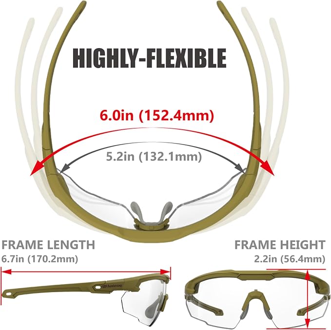 HTS HUNTERSKY Ballistic Tactical Shooting Glasses ANSI Z87+ UV400 Protective Eyewear