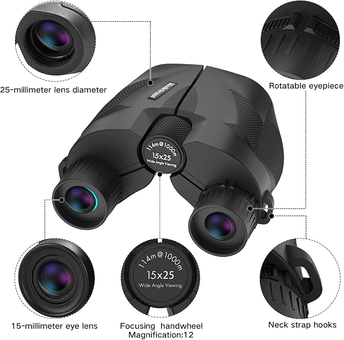 20x25 Compact Binoculars for Adults,High Powered Large Eyepiece Waterproof Binoculars,Easy Focus for Bird Watching,Hiking,Travel and Sport Games