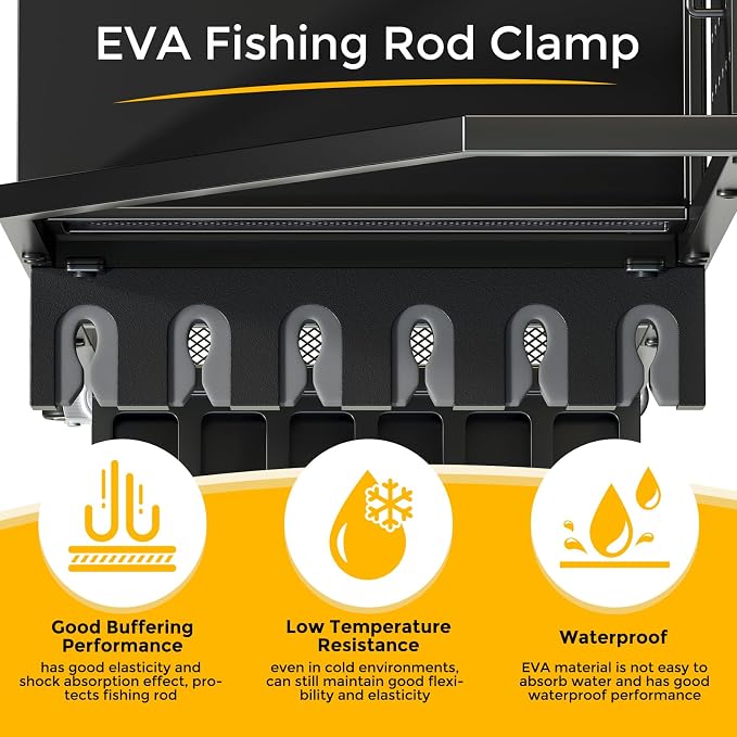 Fishing Rod Holder Organizer with Fabric Drawer & Pegboard, Space-Saving Garage Storage for 12 Rods, Reels, Tackle Boxes, Portable Fishing Gear Cart for Easy Access & Mobility