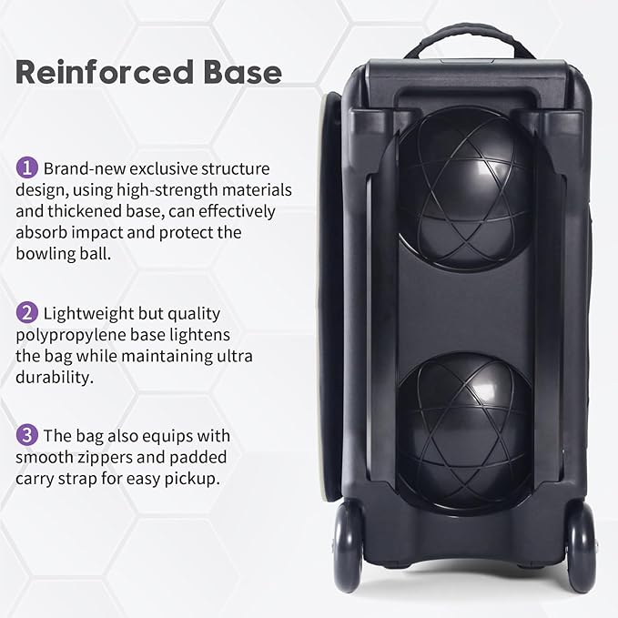 Mangrove 2 Ball Bowling Bag with Wheels, Double Bowling Bags 2 Ball Roller w/Separate Compartment for Bowling Shoes (Up To US Mens Size 15), Accessory Pocket & Retractable Handle Extends To 40"