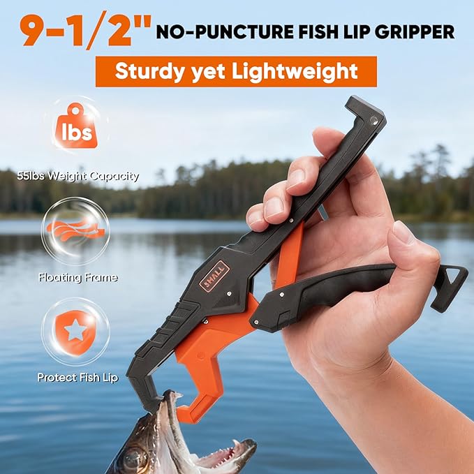 SHALL Fishing Tool Kit, Corrosion Resistant Fishing Gear and Equipment - Fishing Pliers, Fillet Knife, Fishing Scissors, Fish Lip Gripper, Fishing Ruler, Lanyard - Premium Fishing Tools for Men Women