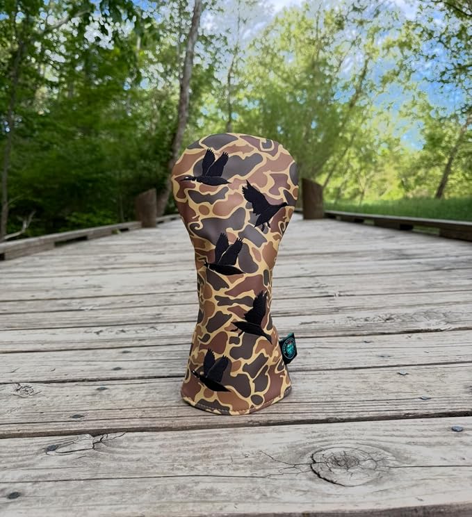 Duck Hunter Driver Headcover, Premium Camouflage Golf Club Cover with Flying Birds, Durable & Weather-Resistant Headcover for Driver