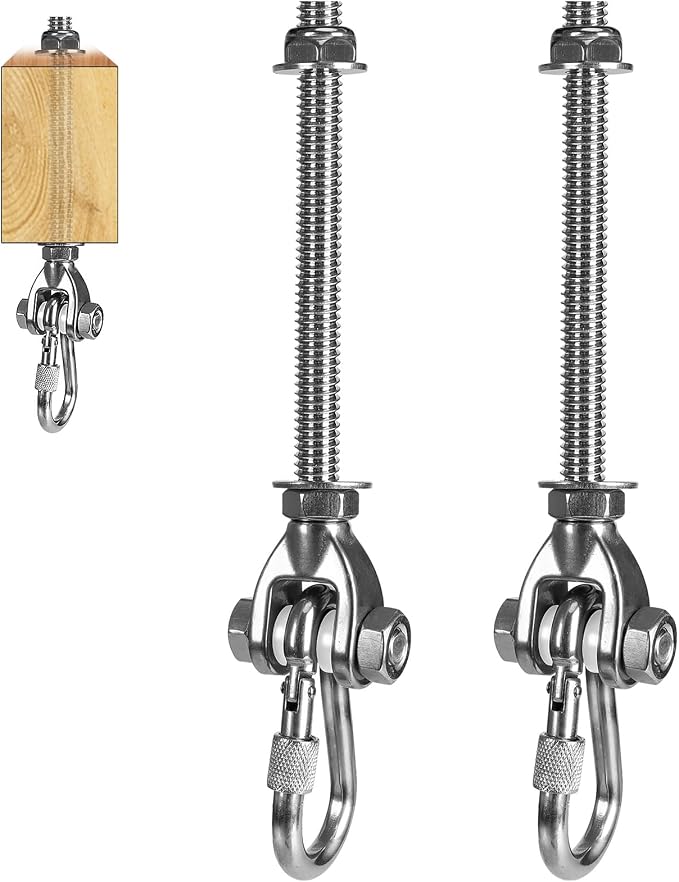 2 Heavy Duty Swing Hangers 180° Stainless Steel Swing Hooks 800LBS Capacity Playground Swing Seat Hardware Hammock Chair Porch Swing