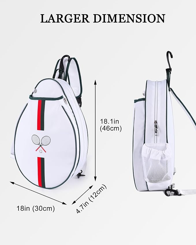 Rejolly Tennis Racket Sling Bag for Women Men Quilted Water Resistant Racquet Cover One Shoulder Crossbody Bag for 2 Tennis Rackets, Pickleball Paddles, Badminton Racquet