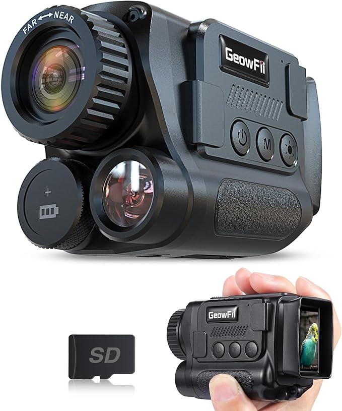 GeowFiiTech Night Vision Monocular, 4K Infrared Digital Night Vision Goggles with 850nm IR, 40M Photo & 4K Video, 984FT Range, 8X Zoom, Rechargeable, SD Card Included for Hunting Camping Adventure