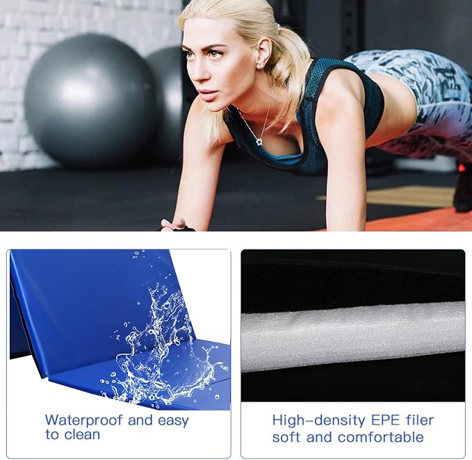 Gymnastics Tumbling Mats Portable Gymnastics Mat Folding Tumbling Mat Thick Yoga Mat Exercise Mat with Carrying Handles for home Workout outdoor Yoga Gymnastic