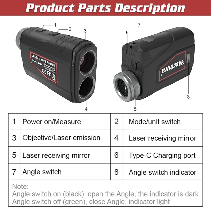 Golf Rangefinder 1300 Yards with Slope, 6X Magnification Laser Range Finder for Hunter, Flag Lock Vibration & Magnetic, Rechargeable Golf Accessories for Men, Hunting Gifts for Men
