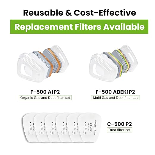 AirGearPro G-750 Full Face Respirator Mask with A1P2 Filter, Anti-Dust | Mask Ideal for Painting, Woodworking, Construction, Sanding, Spraying, DIY etc