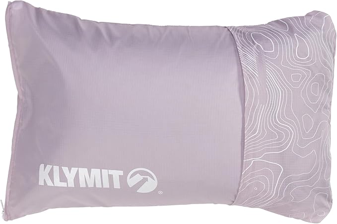 KLYMIT Drift Camping Pillow | Lightweight, Travel Head Rest for Sleep Filled with Shredded Memory Foam, Reversible Outer Cover for Extended Use, Regular Size — Orchid