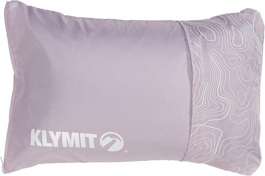 Klymit Drift Camping Pillow | Lightweight, Travel Head Rest for Sleep Filled with Shredded Memory Foam, Reversible Outer Cover for Extended Use, Large Size — Orchid