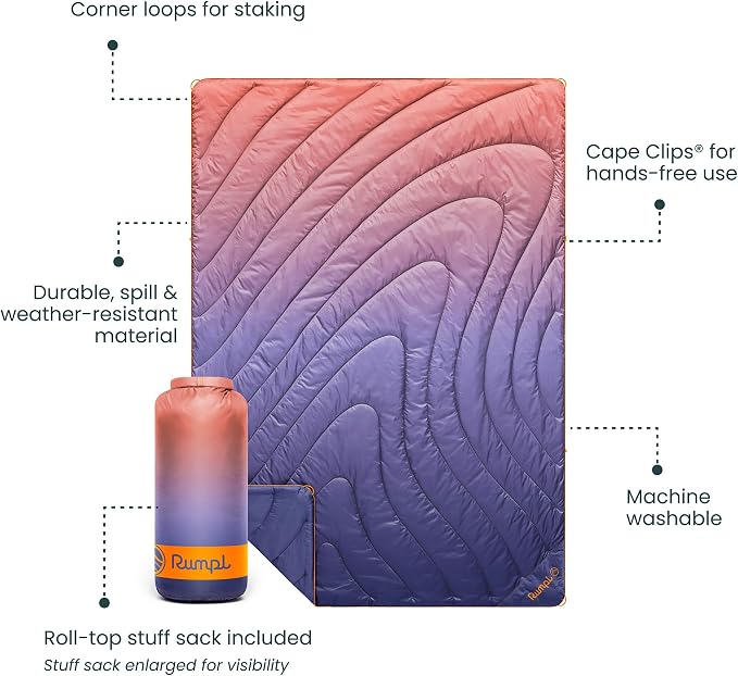 Rumpl Original Puffy 1-Person Blanket for Camping and Outdoors, Dusk Fade