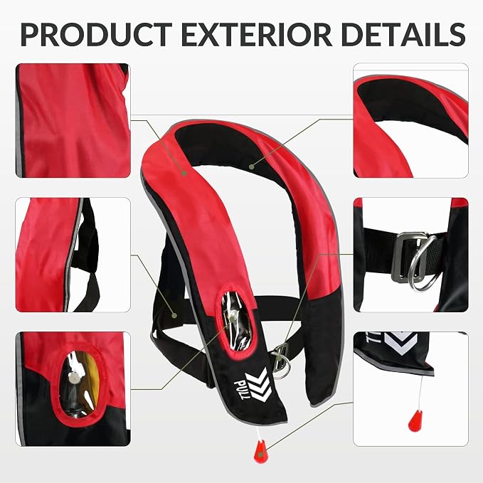 Automatic Inflatable Life Jackets for Adults Life Vests PFD Low Profile Load Capacity Up to 330lbs