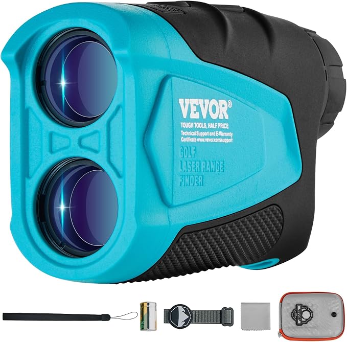 VEVOR Golf Rangefinder, Laser Golfing Hunting Range Finder, 6X Magnification Distance Measuring, Golfing Accessory with High-Precision Flag Lock, Slope Switch, Continuous Scan, and Batteries