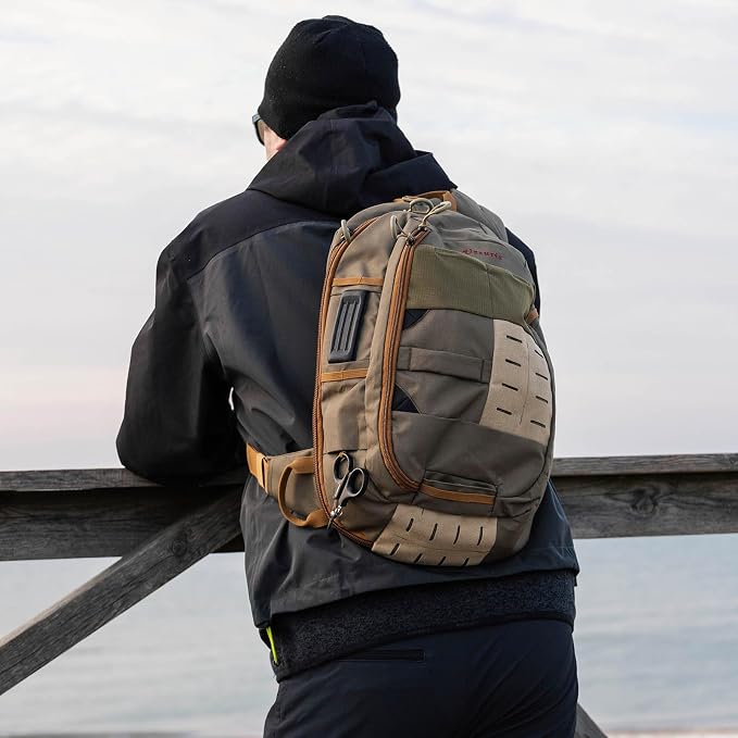 Fly Fishing Sling Pack for Wading, Trout and Bass Fishing | MOLLE Modular Storage System,Quick Rotation Access,Lightweight 1.5lb Design,