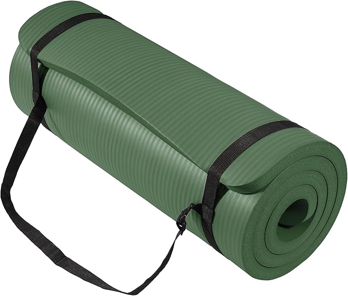 BalanceFrom Yoga Mat, 1-Inch Extra Thick High Density Exercise Mat, Anti-Tear Exercise Yoga Mat with Carrying Strap, Suitable for Various Yoga Exercises, Multiple Colors