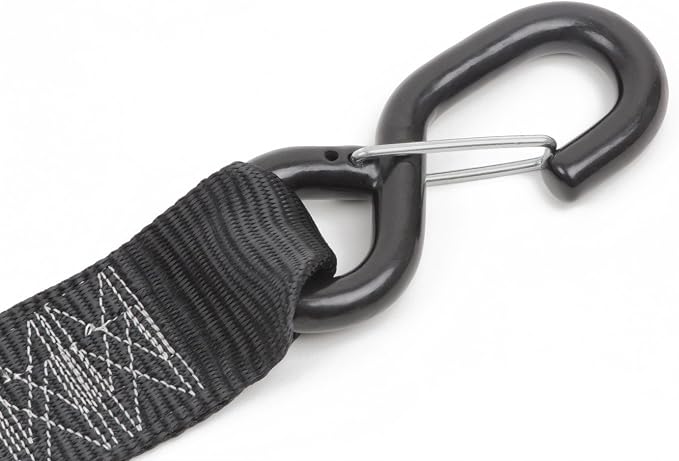 PowerTye Cam Buckle Tie Down Straps – 2 inch x 12ft Straps with Latch Hooks – Ideal for Motorcycle, ATV, Trailers, and Truck Bed Cargo – 600 lb WLL & 1,800 lb Break Strength – USA Made, Black (Pair)