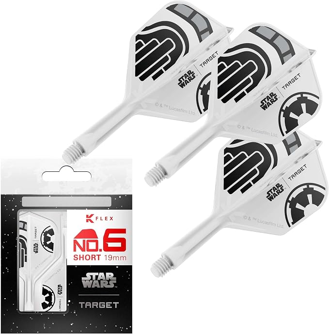 Target Darts Star Wars Storm Trooper K Flex Integrated Dart Flights & Shafts | Storm Trooper Pack of 3 K-Flex, No.2 & No.6 | Short, Intermediate & Medium Disney K-Flex Accessories