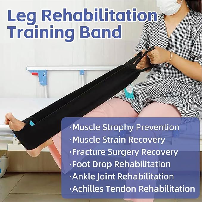 Stretch Bands for Exercise – Leg Stretching Strap for Physical Therapy, Hands-Free/Manual Options for Elderly Rehabilitation Bedridden Patients Lower Limb Myasthenia (2 Feet+Waist Belt)